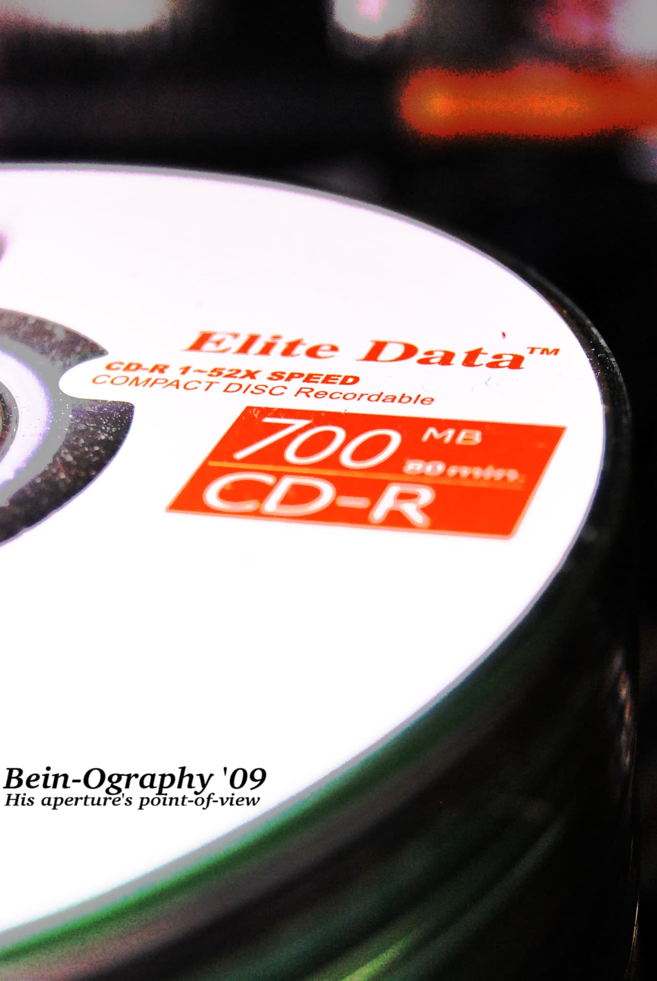 A portion of the CD with "Elite Data" and other information written
